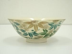 京焼　川添寿楽造　色絵竹笹絵茶碗